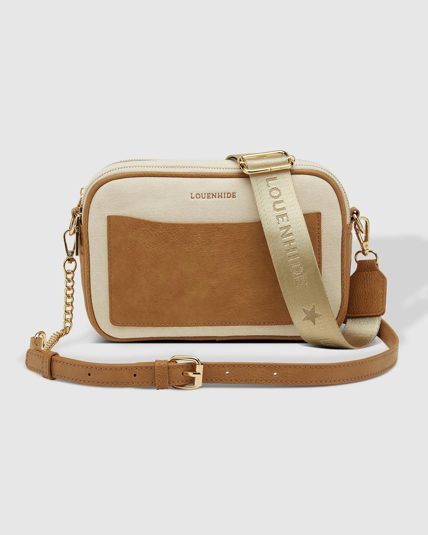 Jolene Cream Camel Canvas Crossbody Bag - Pure Apotheca