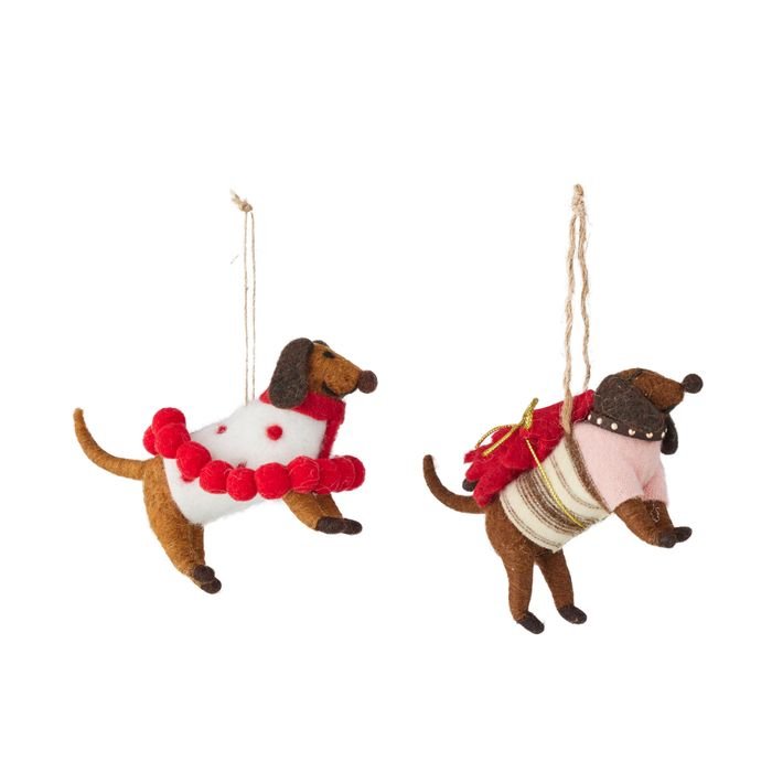 Jolly Pup Dog Felt Ornament 2ASSTD 15x10.5cm 2/Ast - Pure Apotheca