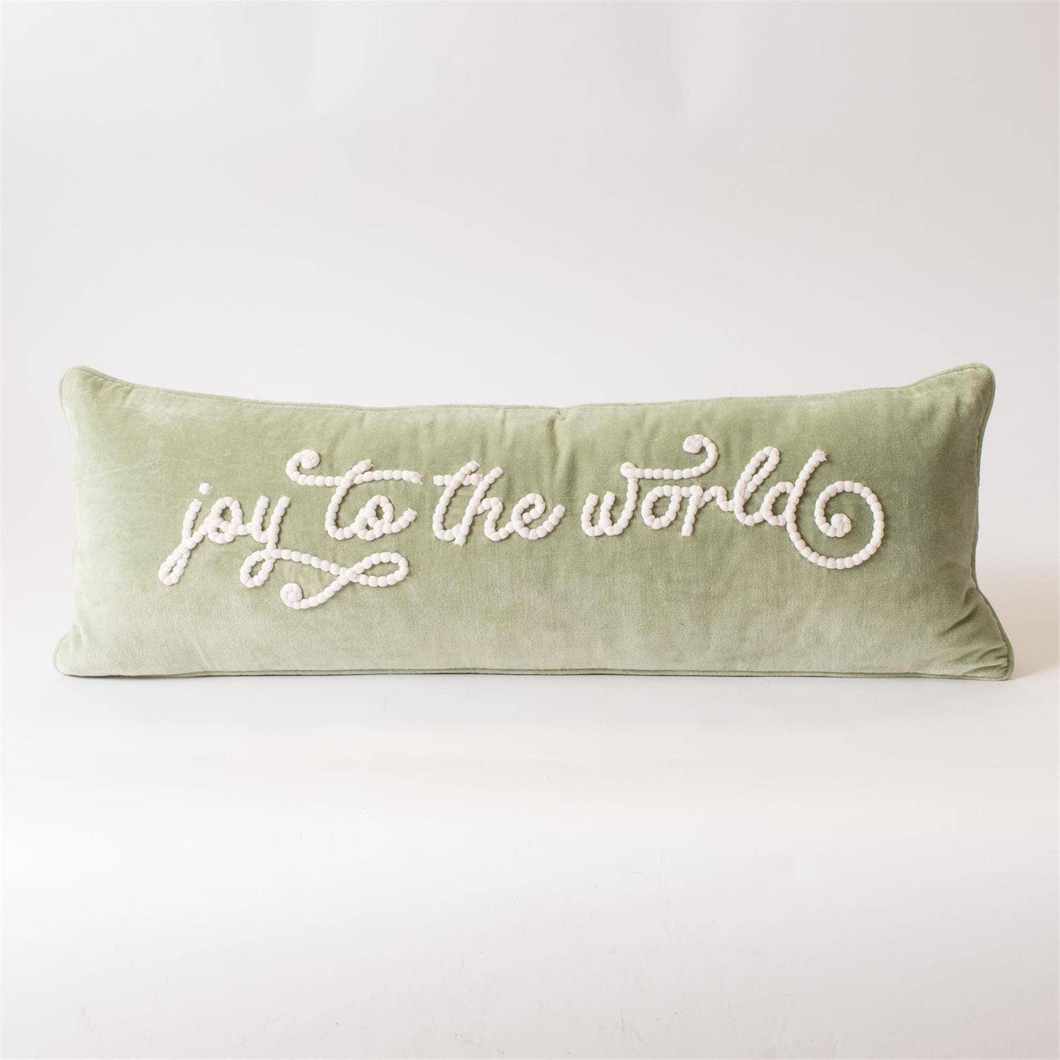 Joy To The World Sage Green Velvet Pillow - Pure Apotheca