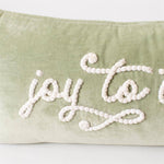 Joy To The World Sage Green Velvet Pillow - Pure Apotheca