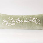 Joy To The World Sage Green Velvet Pillow - Pure Apotheca