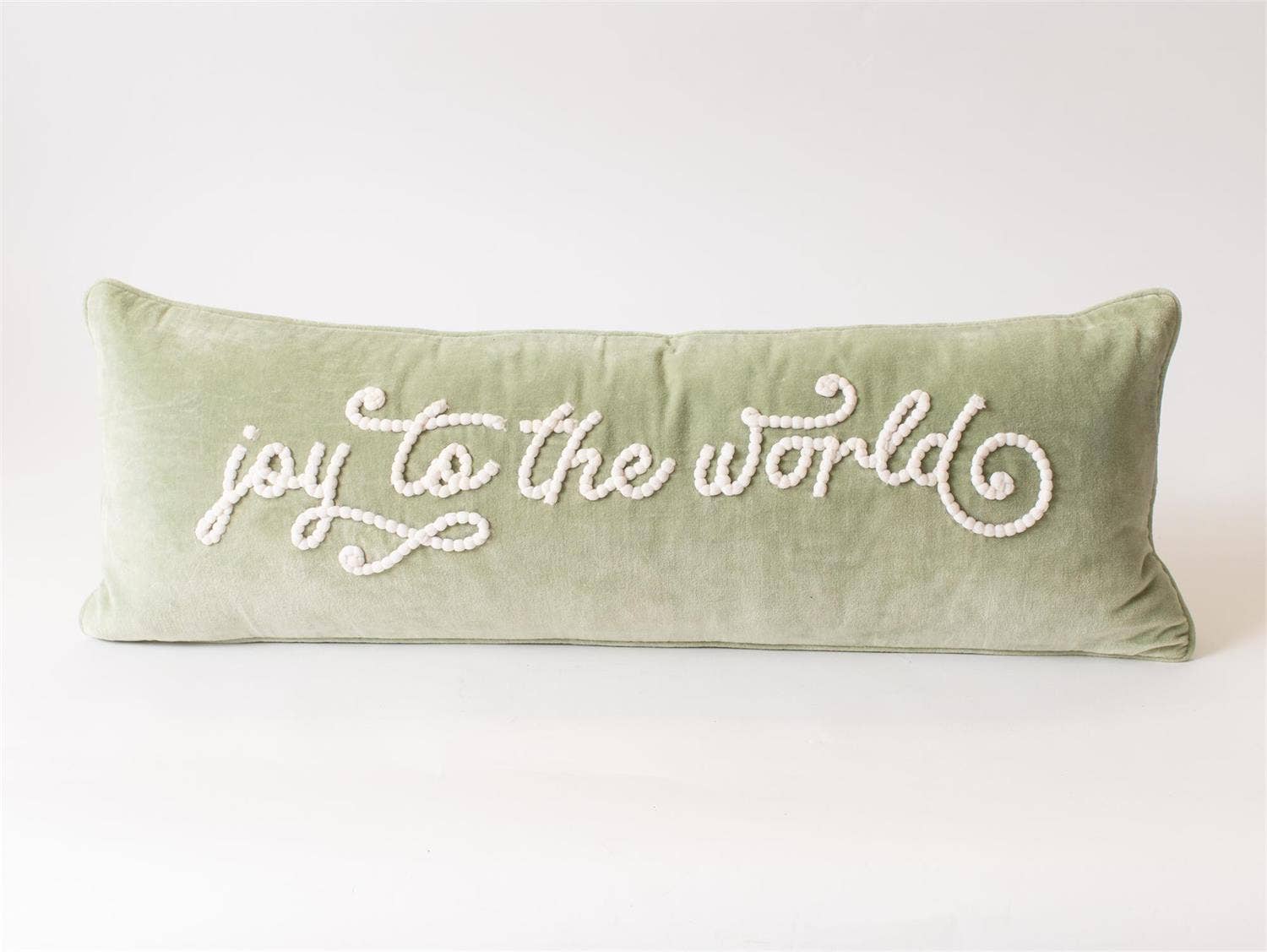 Joy To The World Sage Green Velvet Pillow - Pure Apotheca