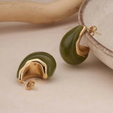 Jude Tear Drop Green Resin Studs - Pure Apotheca