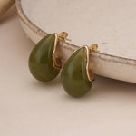 Jude Tear Drop Green Resin Studs - Pure Apotheca