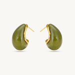 Jude Tear Drop Green Resin Studs - Pure Apotheca