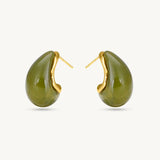 Jude Tear Drop Green Resin Studs - Pure Apotheca