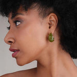 Jude Tear Drop Green Resin Studs - Pure Apotheca