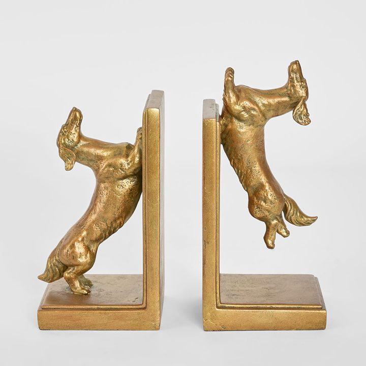 Jumping Dachsunds Bookends Antique Gold - Pure Apotheca
