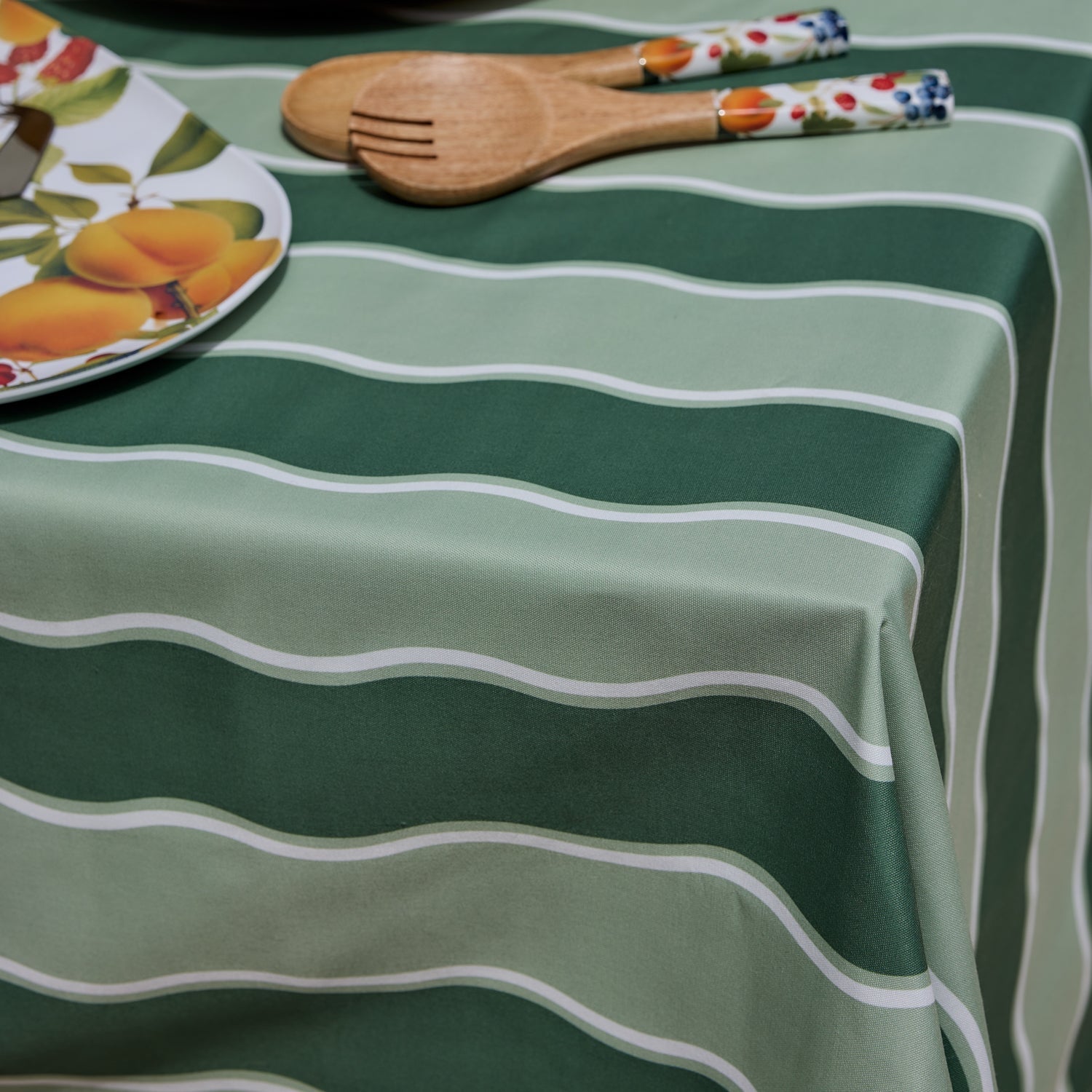 KIT WAVY DARK GREEN/LIGHT GREEN ALFRESCO TABLECLOTH140X250CM - Pure Apotheca