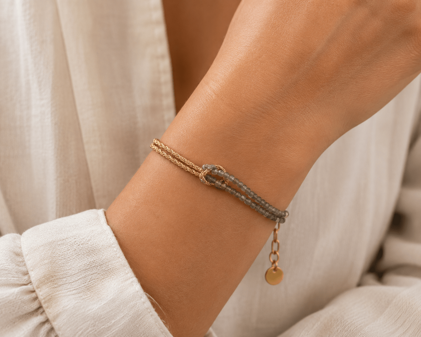 Knotted Crystal Gold Bracelet Smoke - Pure Apotheca