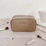 Lacey Quilted Makeup Bag Coffee - Pure Apotheca