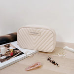 Lacey Quilted Makeup Bag Vanilla - Pure Apotheca