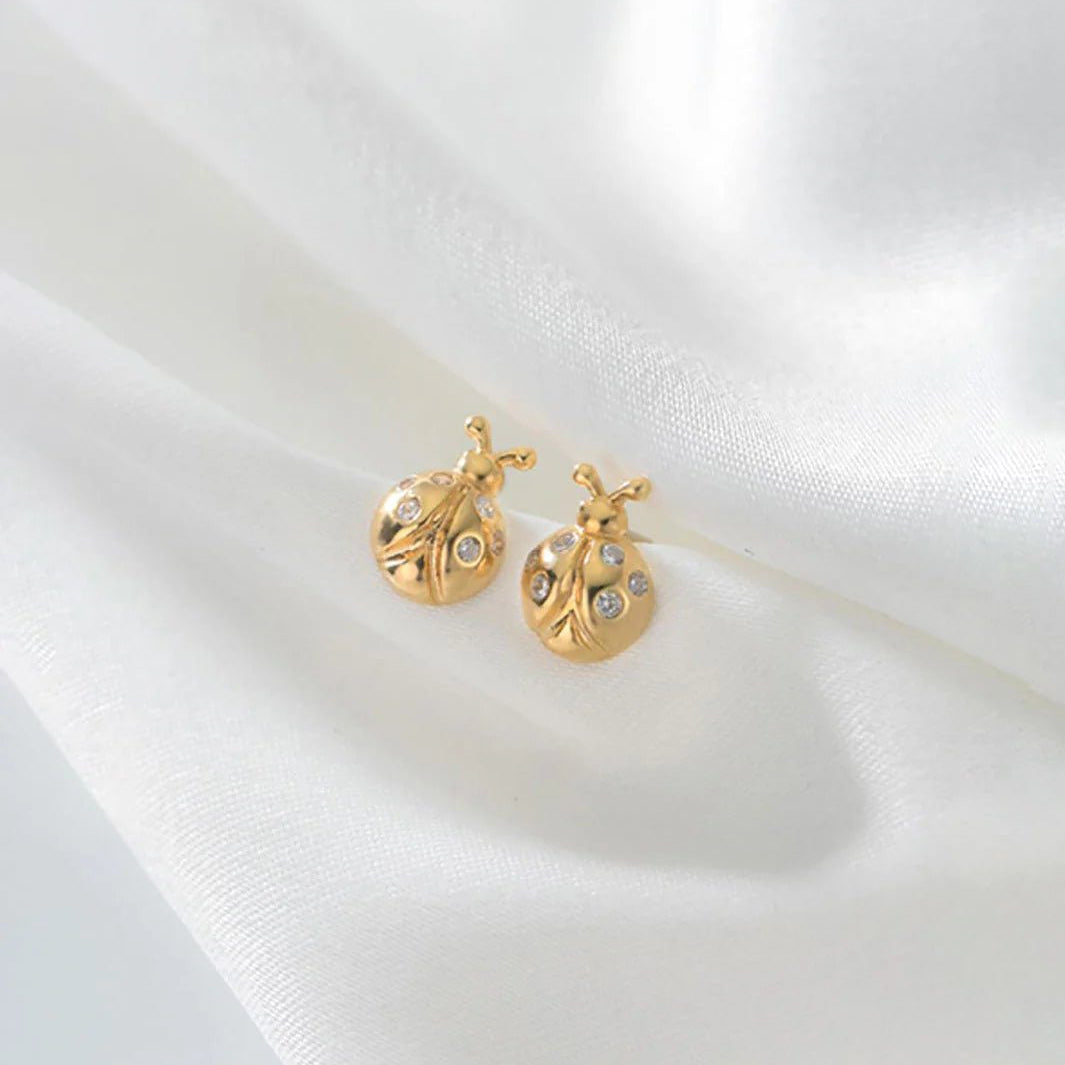 Lady Bug Gold CZ Studs - Pure Apotheca