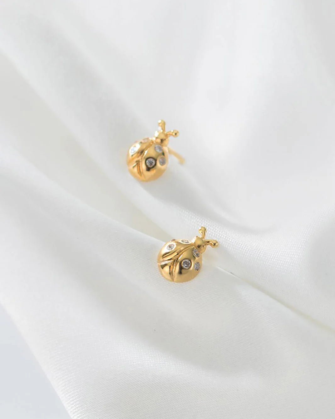 Lady Bug Gold CZ Studs - Pure Apotheca