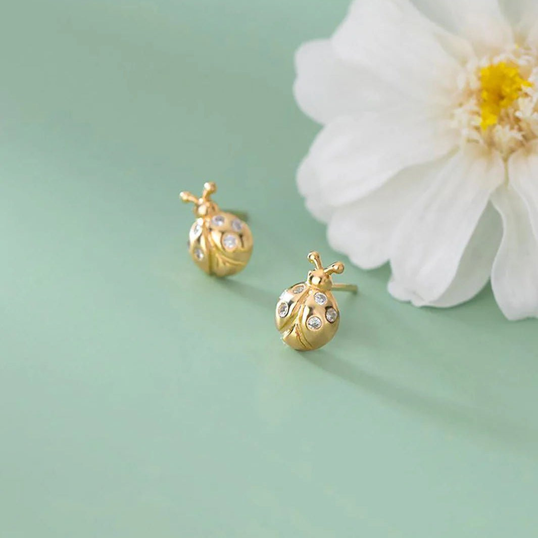 Lady Bug Gold CZ Studs - Pure Apotheca