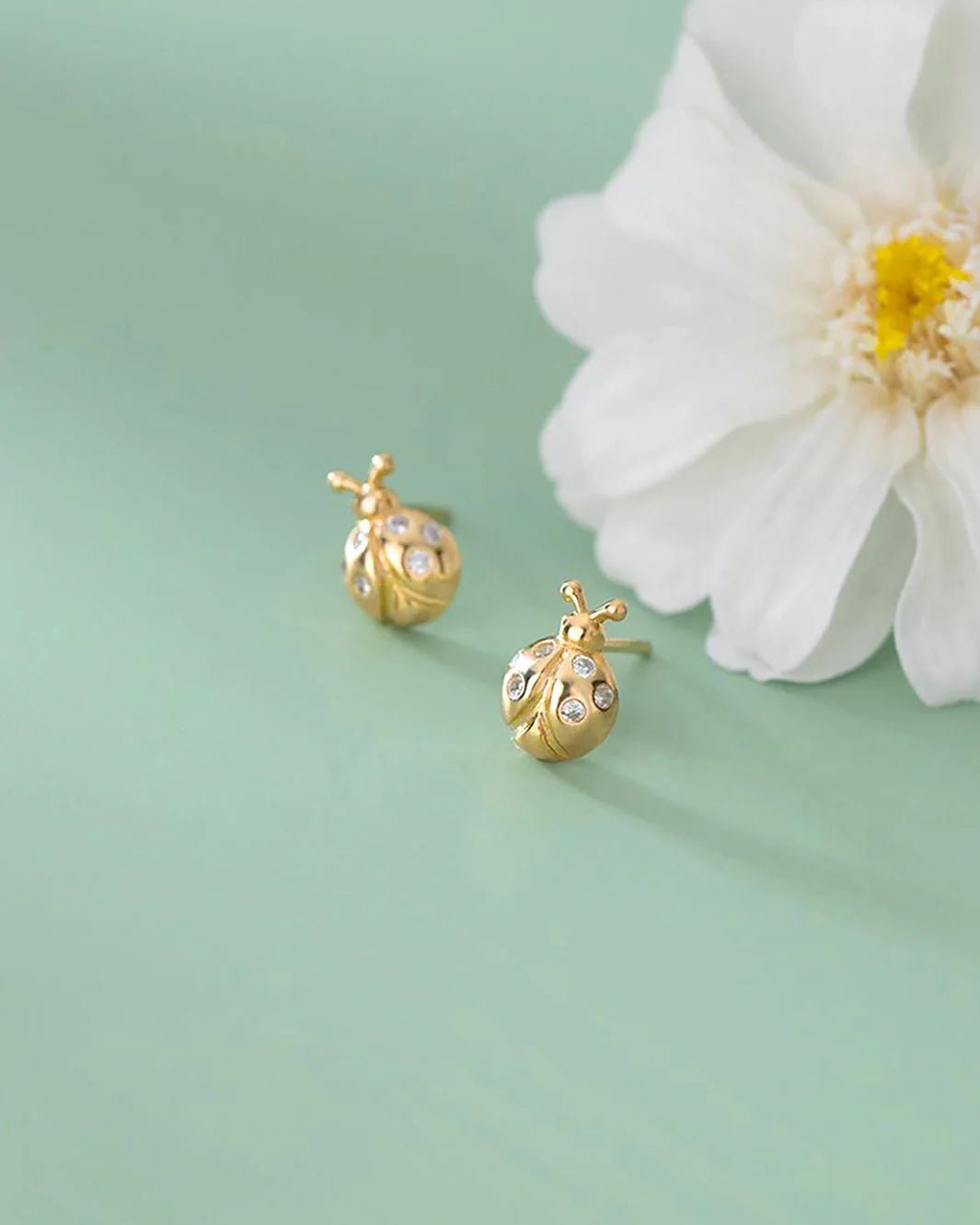 Lady Bug Gold CZ Studs - Pure Apotheca