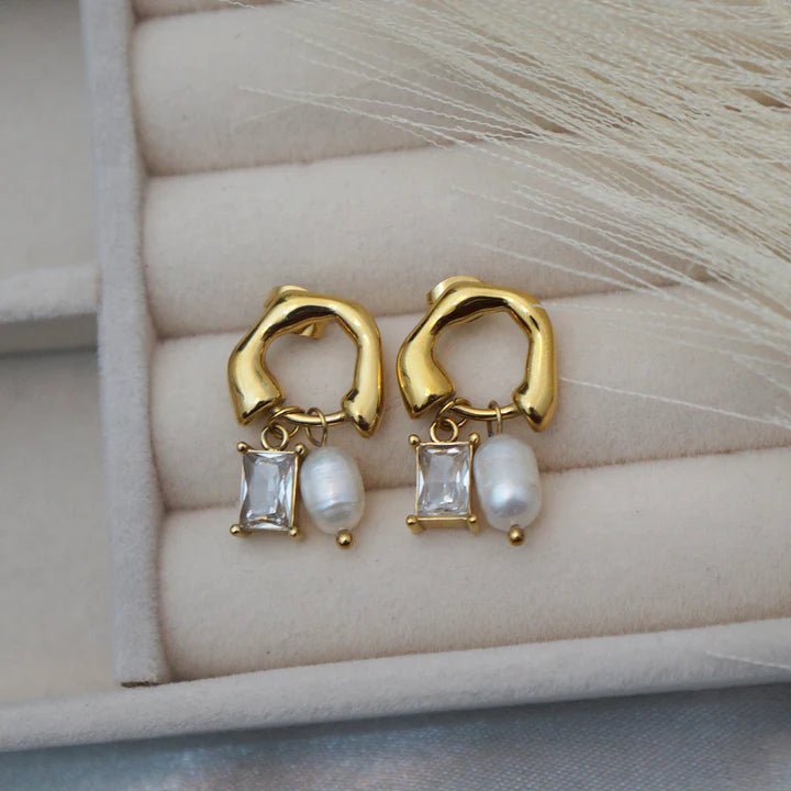 Lana Chunky Gold Pearl Crystal Studs - Pure Apotheca