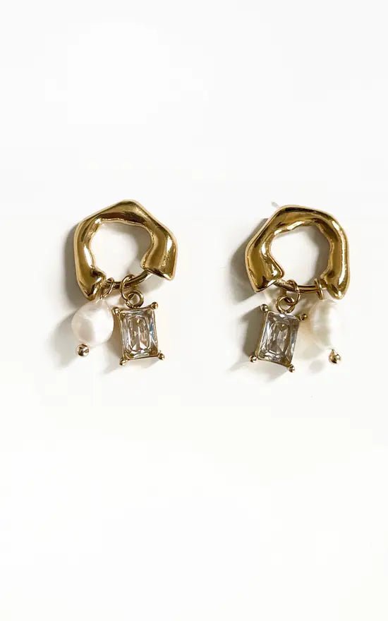 Lana Chunky Gold Pearl Crystal Studs - Pure Apotheca