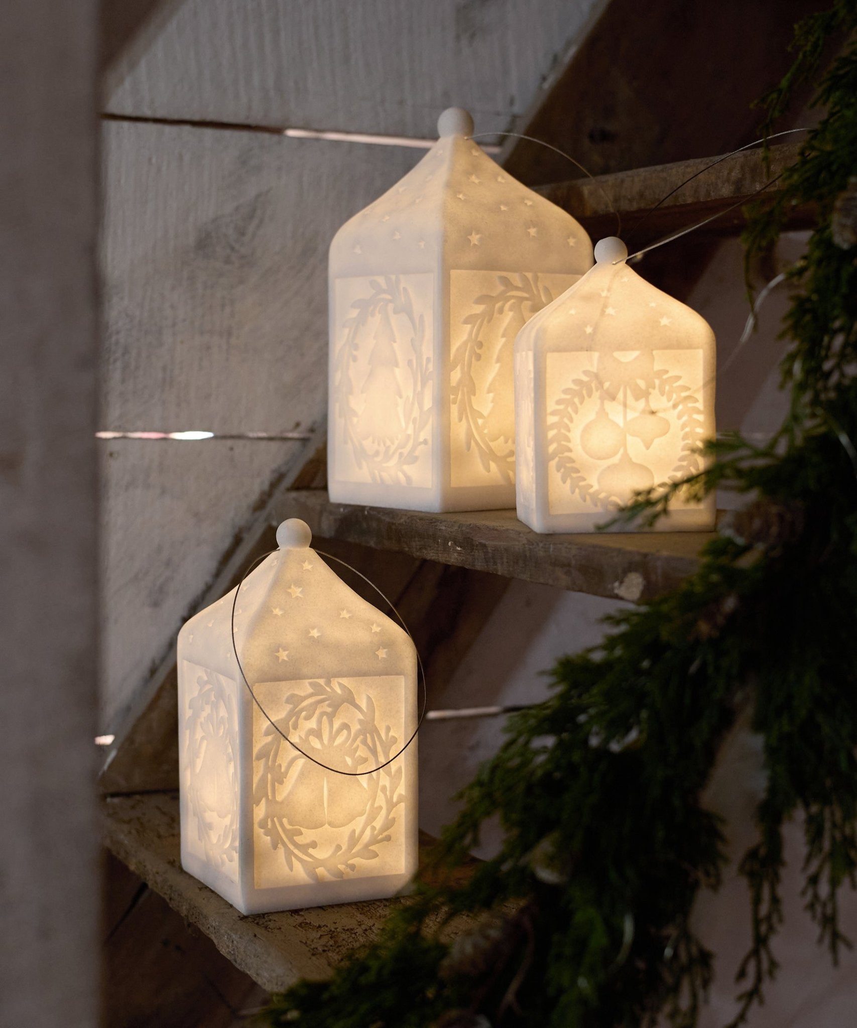 Lantern with Baubles Light Up Small - Pure Apotheca