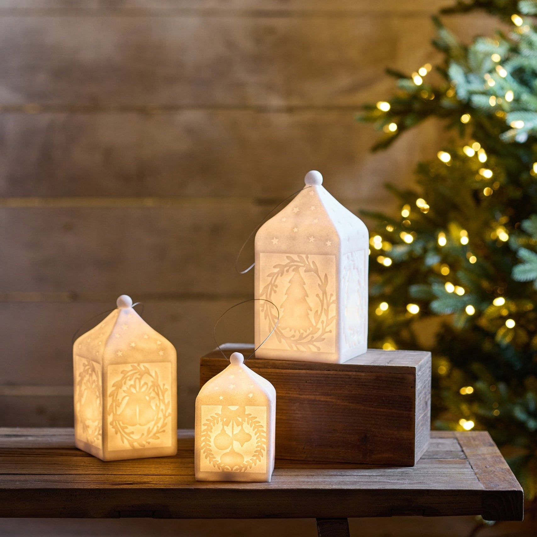 Lantern with Tree Light Up Large - Pure Apotheca