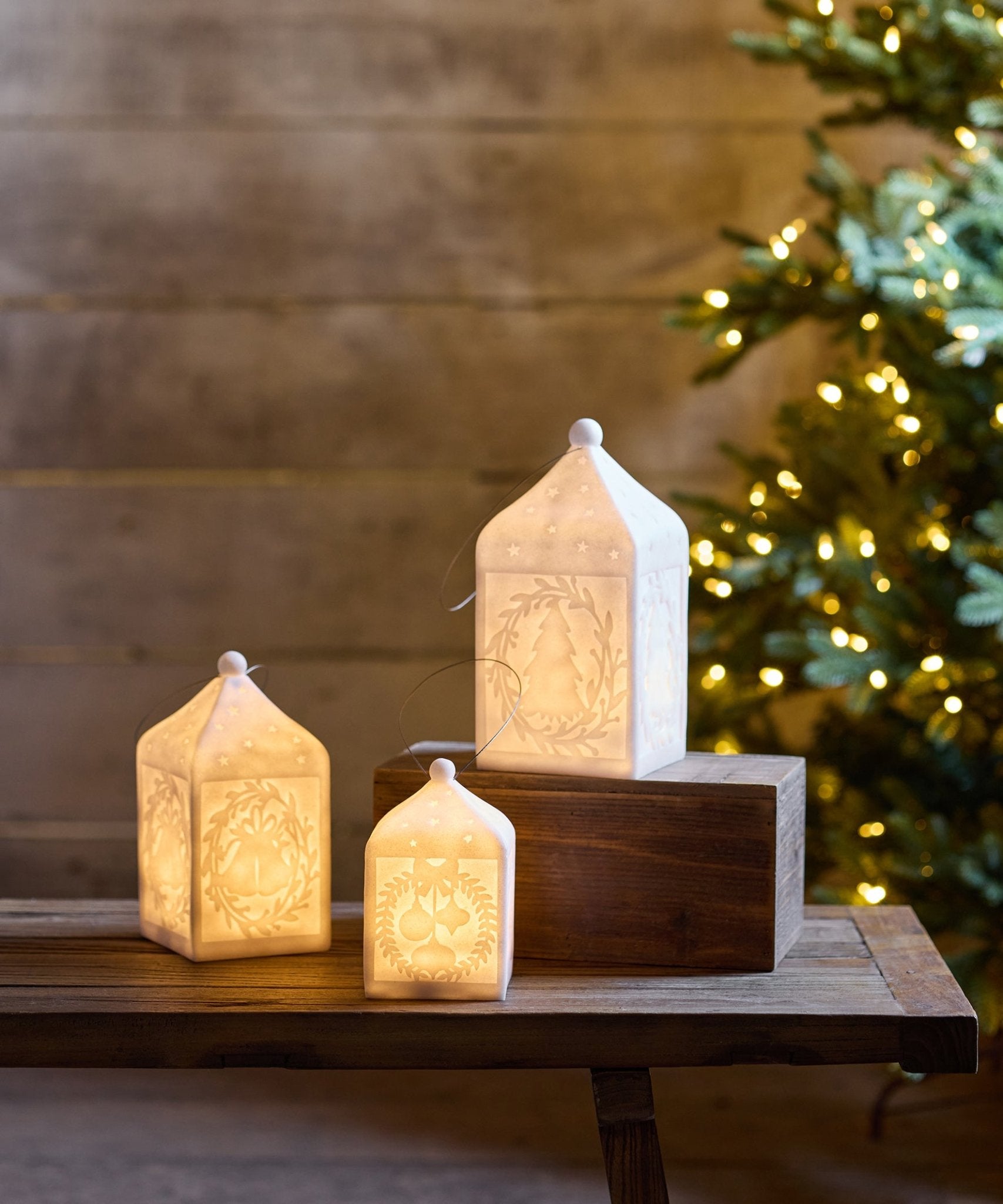 Lantern with Tree Light Up Large - Pure Apotheca