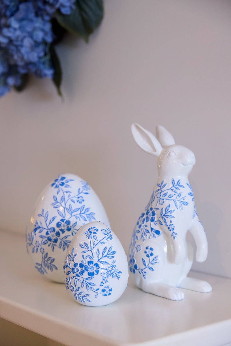 LARGE BLUE AND WHITE FLORAL EGG - Pure Apotheca