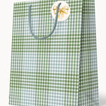 Large Gift Bag - Nordic Blue Check - Pure Apotheca