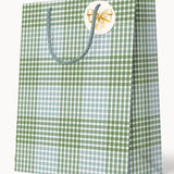 Large Gift Bag - Nordic Blue Check - Pure Apotheca