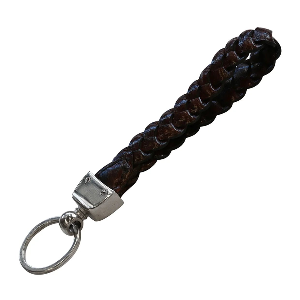 Leather Key Ring Dark Walnut Silver - Pure Apotheca