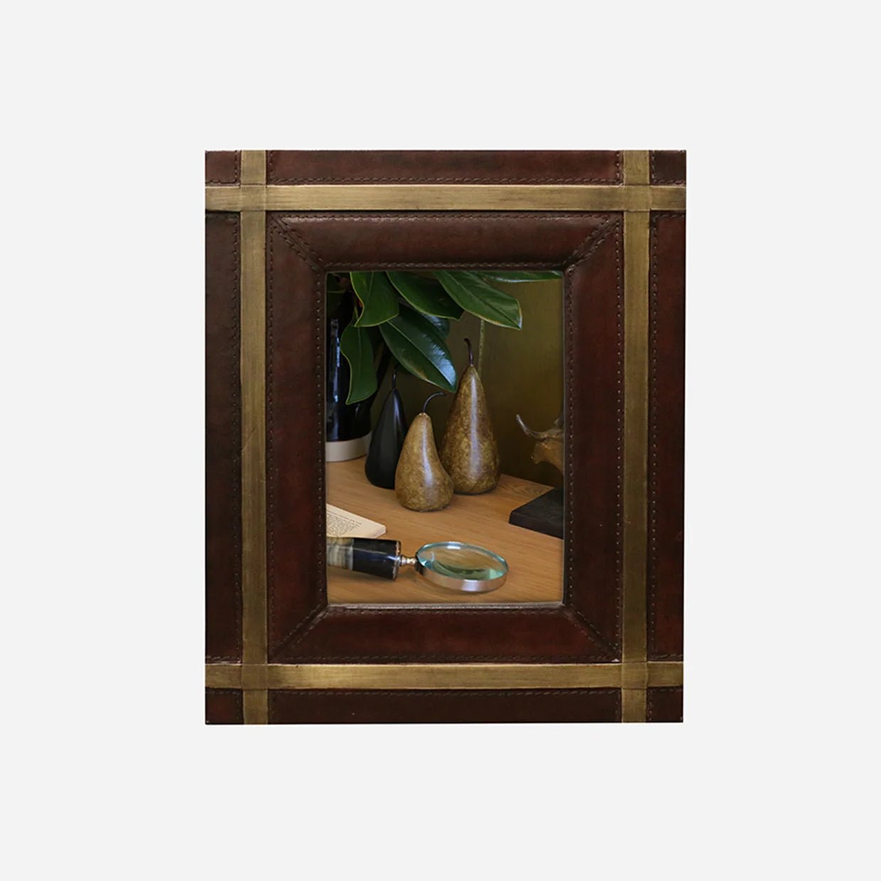 Leather Photo Frame with Brass Metal 5x7" - Pure Apotheca