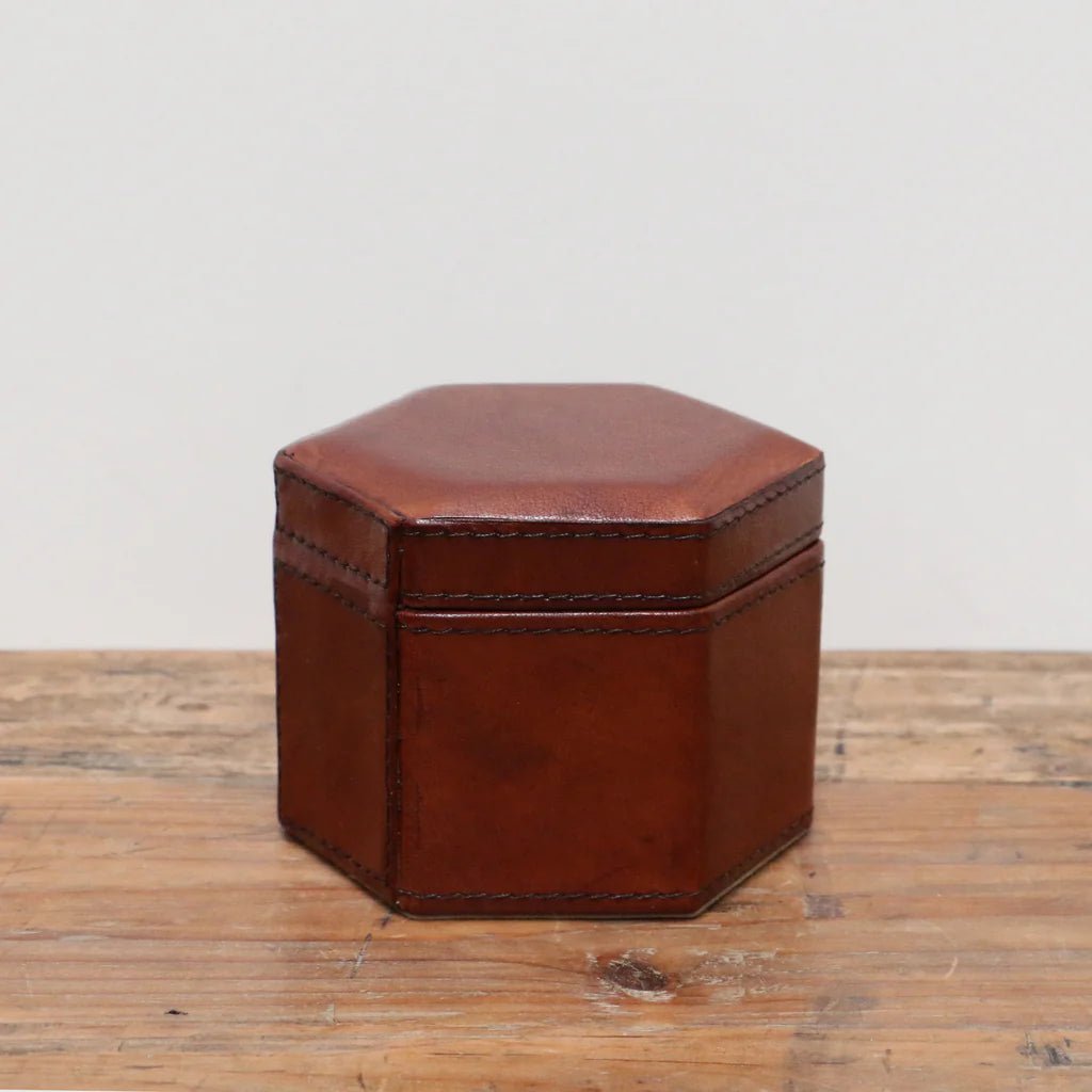 Leather Trinket Box Hexagonal - Pure Apotheca