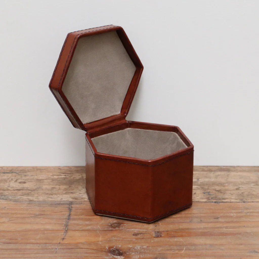 Leather Trinket Box Hexagonal - Pure Apotheca