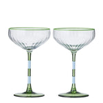 Lena Glass Rib Coupe Set/2 Blue/Green - Pure Apotheca