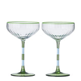 Lena Glass Rib Coupe Set/2 Blue/Green - Pure Apotheca