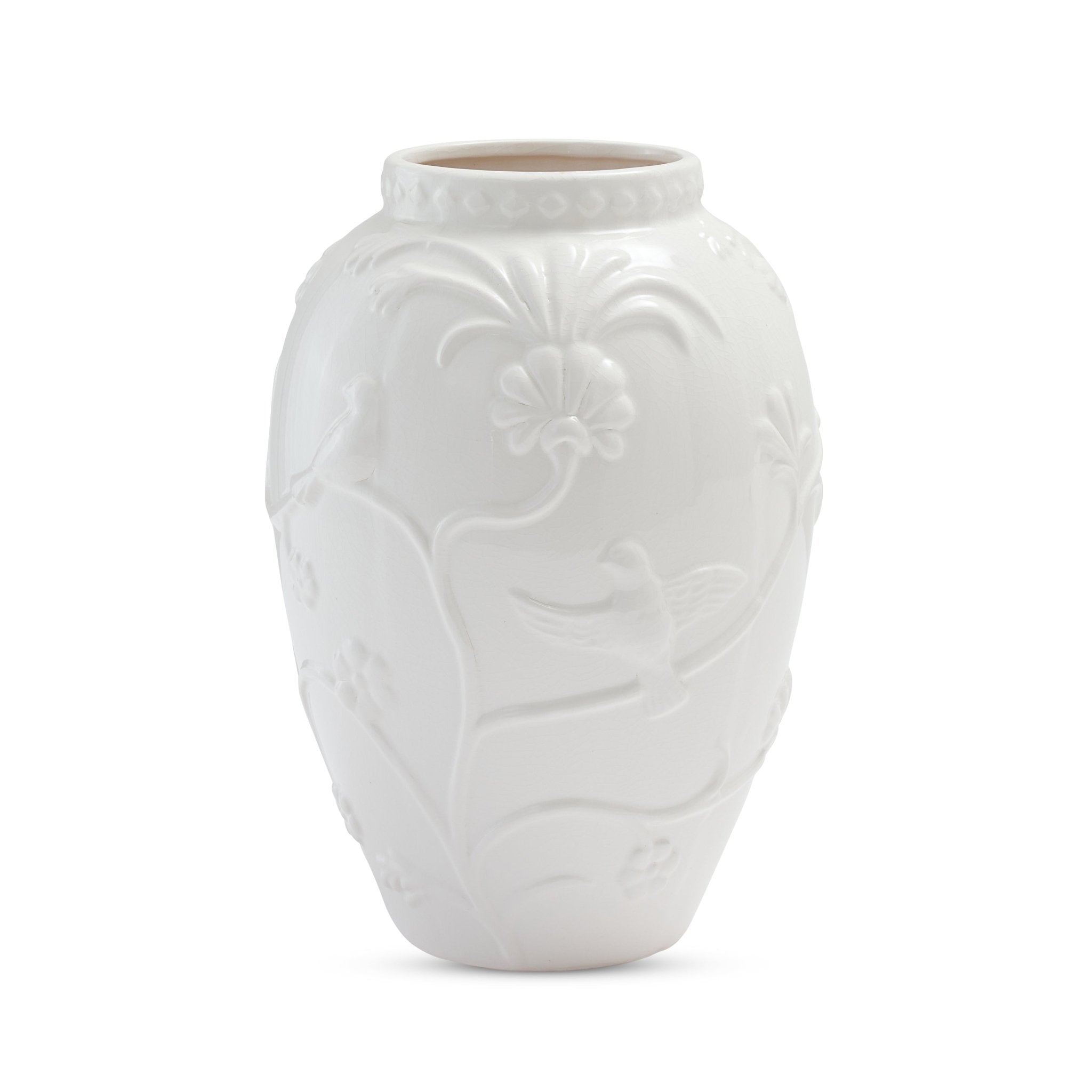 LILLE WHITE EMBOSSED VASE LRG - Pure Apotheca
