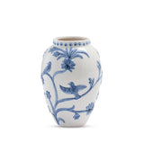 LILLE WHITE/BLUE EMBOSSED VASE SMALL - Pure Apotheca