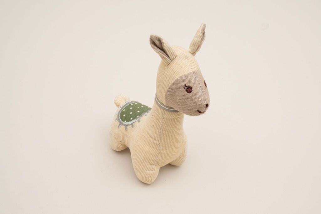 Llama Cotton Rattle Toy Sage - Pure Apotheca