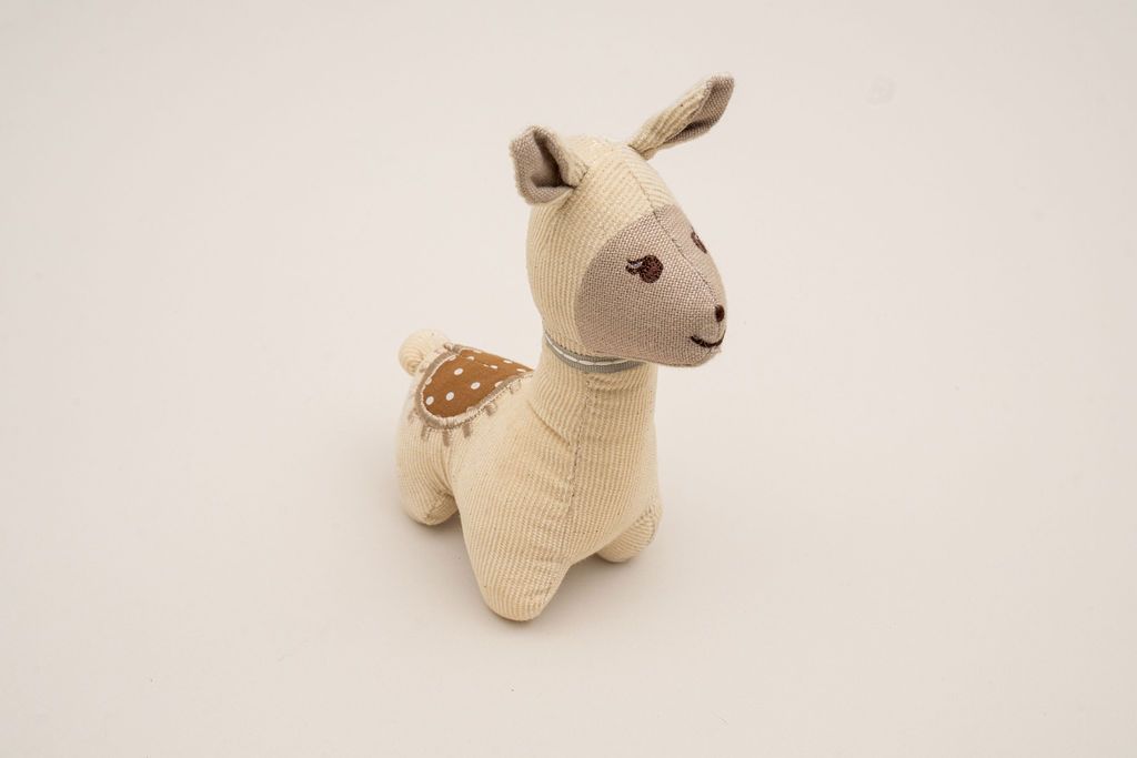 Llama Cotton Rattle Toy Tan - Pure Apotheca