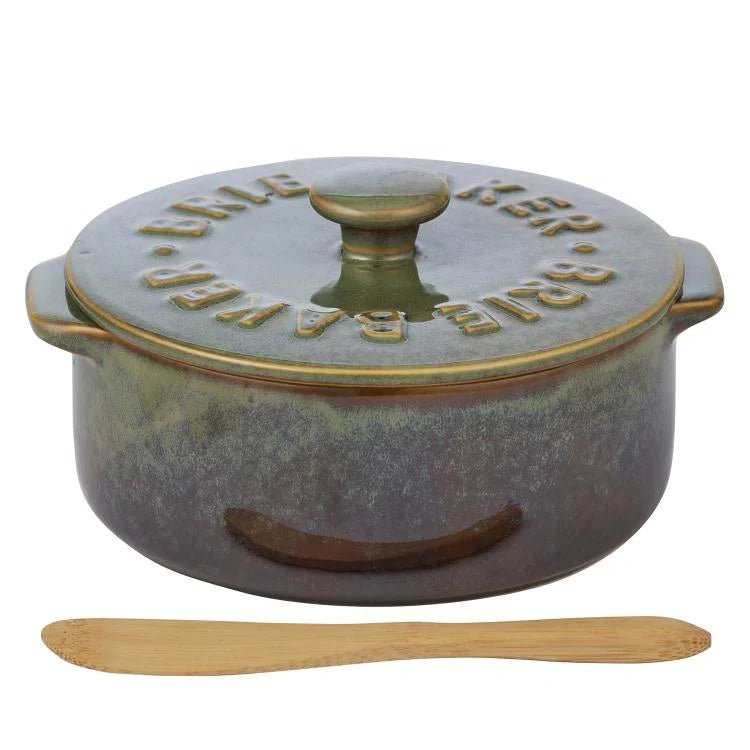 Loire Ceramic Brie Baker 13.5x16x7.5cm Olive - Pure Apotheca
