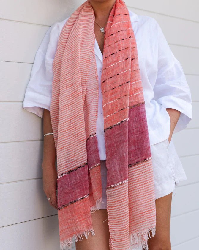 Lottie Scarf Coral White - Pure Apotheca