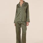 Luella Silky Satin PJ Set Olive - Pure Apotheca