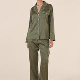 Luella Silky Satin PJ Set Olive - Pure Apotheca