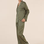 Luella Silky Satin PJ Set Olive - Pure Apotheca