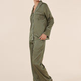 Luella Silky Satin PJ Set Olive - Pure Apotheca