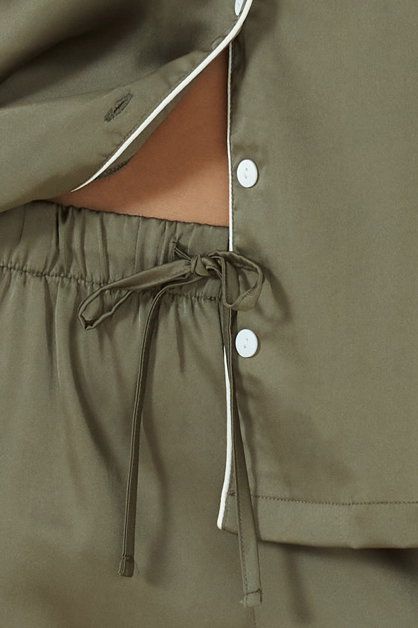 Luella Silky Satin PJ Set Olive - Pure Apotheca