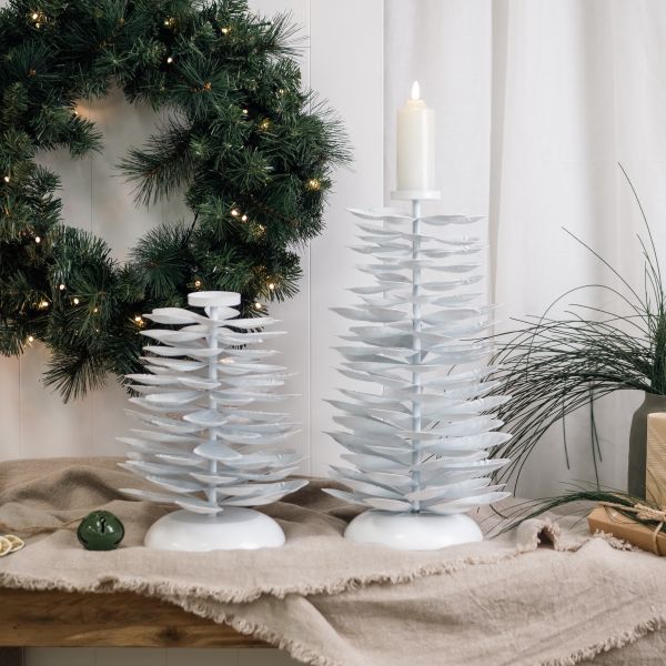Lune Pinecone Candlestick Holder White Large - Pure Apotheca