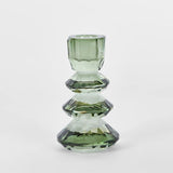 Lustre Glass Cut Candle Holder Green - Pure Apotheca