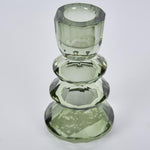 Lustre Glass Cut Candle Holder Green - Pure Apotheca