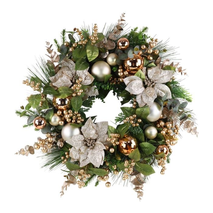 Luxe Champagne Cluster Wreath PE 65cm Grn/Gld - Pure Apotheca