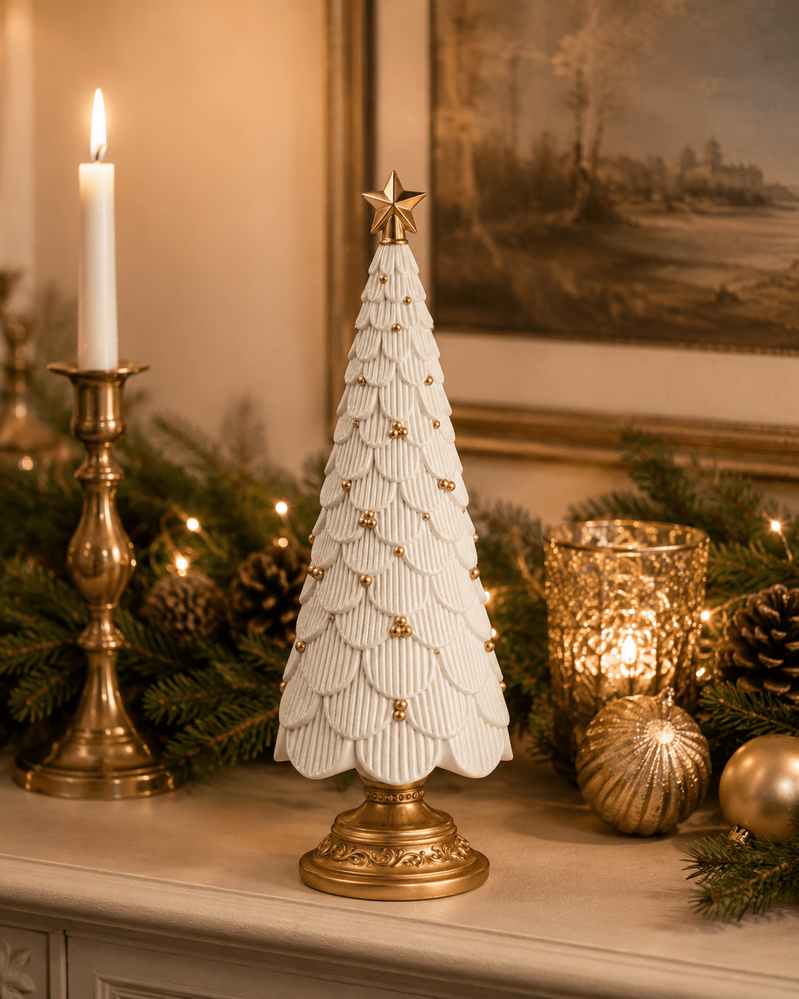 Luxe Ivory Tree Gold Berries 38cm - Pure Apotheca